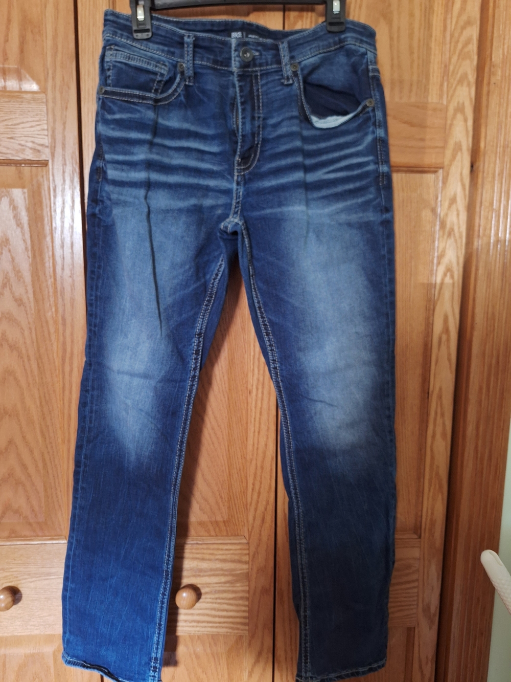 BKE Men's Dark Blue Slim Straight Jeans